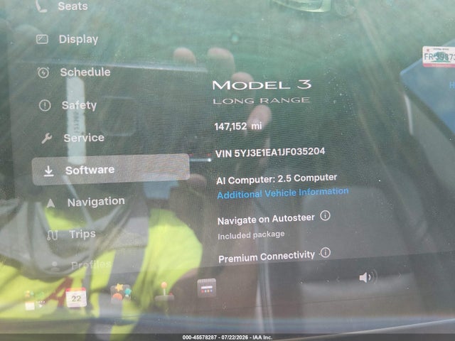2018 Tesla Model 3 Long Range/mid Range მანქანა იყიდება აუქციონზე, vin: 5YJ3E1EA1JF035204, აუქციონის ნომერი: 45578287