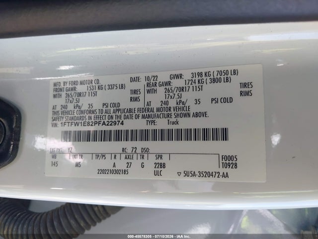 1FTFW1E82PFA22974 Ford F-150 King Ranch/lariat/platinum/tremor/xl/xlt