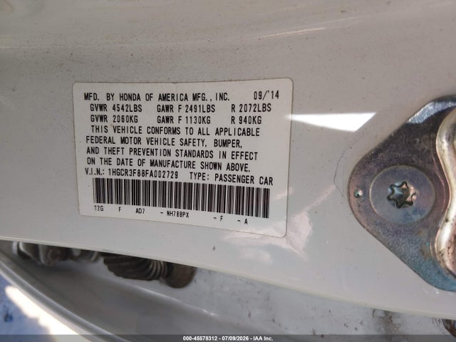 Honda Accord Ex-l V-6 2015 1HGCR3F88FA002729 Image 9