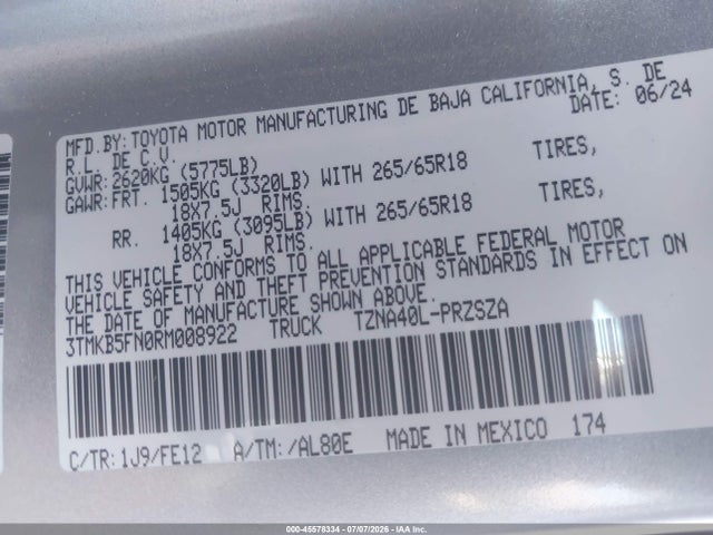 3TMKB5FN0RM008922 Toyota Tacoma Trd Sport