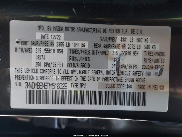 Продаж на аукціоні авто 2023 Mazda Cx-30 2.5 S Select, vin: 3MVDMBBM6PM518329, номер лоту: 45578338