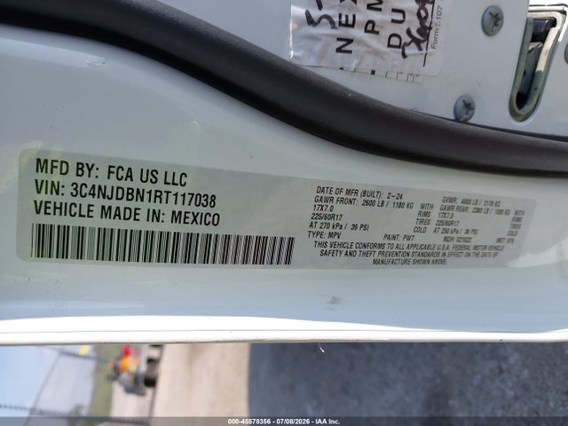 Продажа на аукционе авто 2024 Jeep Compass Latitude 4x4, vin: 3C4NJDBN1RT117038, номер лота: 45578356