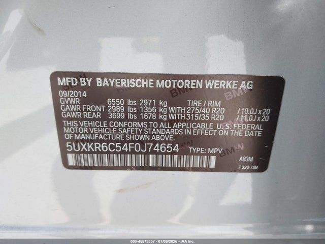 BMW X5 Xdrive50i 2015 5UXKR6C54F0J74654 Image 9