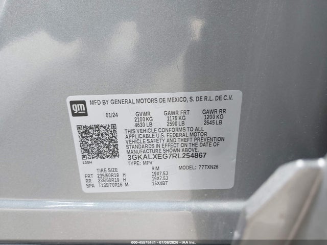 45578481 :رقم المزاد ، 3GKALXEG7RL254867 vin ، 2024 Gmc Terrain Awd Denali مزاد بيع