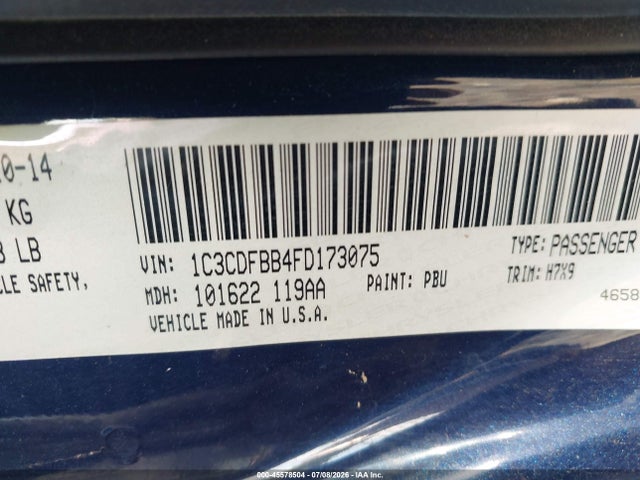 2015 Dodge Dart Sxt მანქანა იყიდება აუქციონზე, vin: 1C3CDFBB4FD173075, აუქციონის ნომერი: 45578504