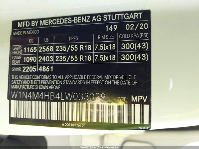 Продажа на аукционе авто 2020 Mercedes-benz Glb 250 4matic, vin: W1N4M4HB4LW033029, номер лота: 45578595