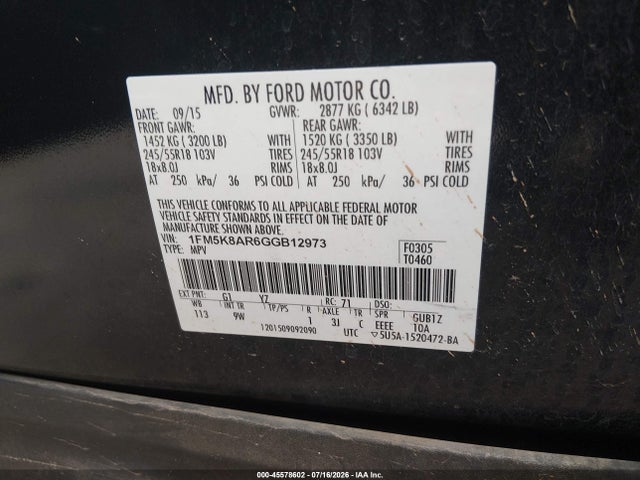 Ford Utility Police Interceptor 2016 1FM5K8AR6GGB12973 Image 9