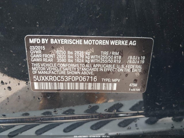 Продажа на аукционе авто 2015 Bmw X5 Xdrive35i, vin: 5UXKR0C53F0P06716, номер лота: 45578603