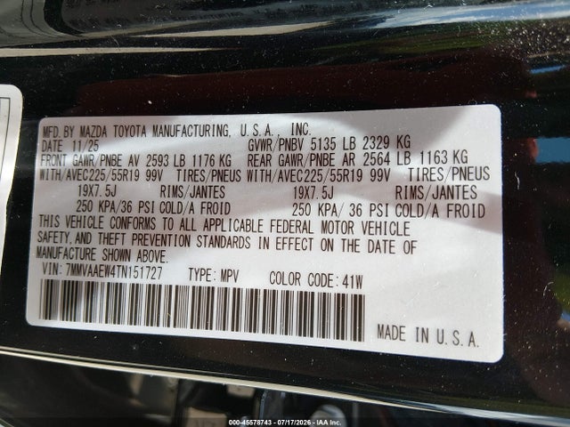 45578743 :رقم المزاد ، 7MMVAAEW4TN151727 vin ، 2026 Mazda Cx-50 Hybrid Premium Plus مزاد بيع