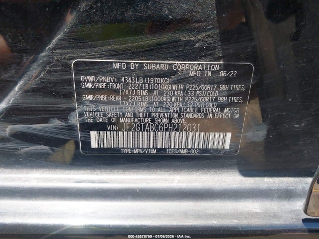 45578759 :رقم المزاد ، JF2GTABC6PH212031 vin ، 2023 Subaru Crosstrek مزاد بيع