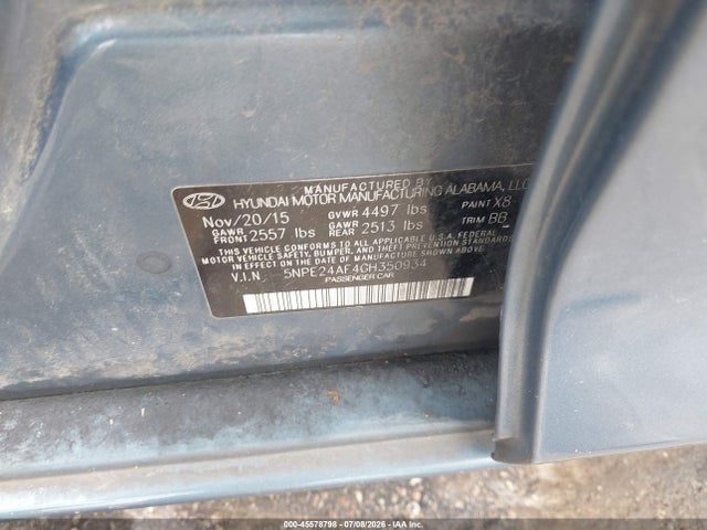 Hyundai SONATA SE 2016 5NPE24AF4GH350934 Image 9