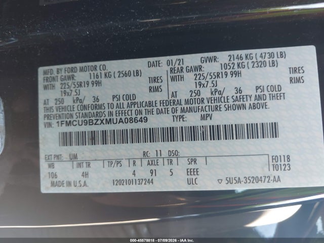1FMCU9BZXMUA08649 Ford Escape Se Hybrid