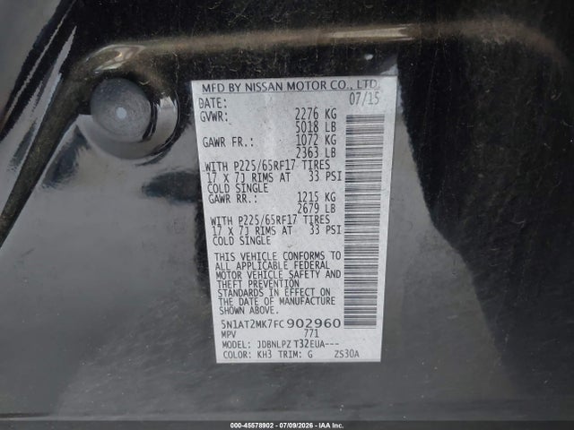 5N1AT2MK7FC902960 Nissan ROGUE S