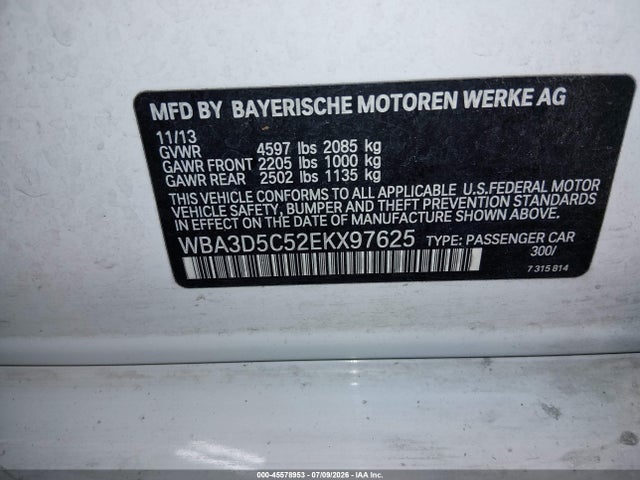 Продаж на аукціоні авто 2014 Bmw 328d Xdrive, vin: WBA3D5C52EKX97625, номер лоту: 45578953