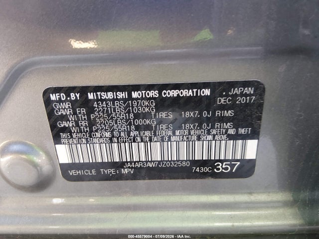 Продаж на аукціоні авто 2018 Mitsubishi Outlander Sport 2.4 Se, vin: JA4AR3AW7JZ032580, номер лоту: 45579004