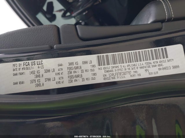 Продажа на аукционе авто 2015 Jeep Grand Cherokee Limited, vin: 1C4RJFBT8FC827797, номер лота: 45579074