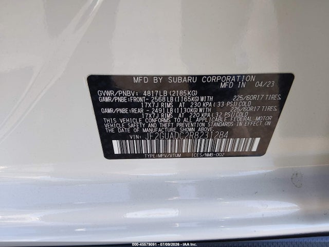 Aukcja sprzedaży 2024 Subaru Crosstrek Premium, vin: JF2GUADC2R8231284, numer aukcji: 45579091