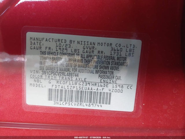 3N1CP5CV2RL489744 Nissan Kicks Sv Xtronic Cvt