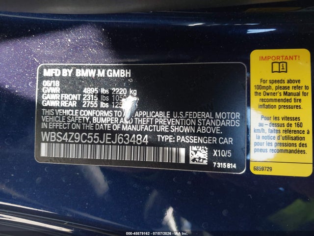 BMW M4 2018 WBS4Z9C55JEJ63484 Image 9