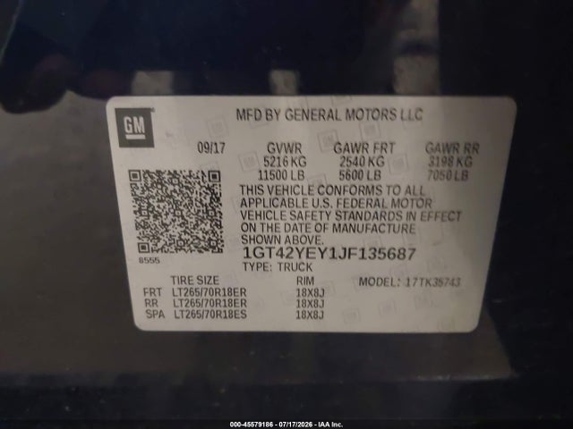 Продаж на аукціоні авто 2018 Gmc Sierra 3500hd Denali, vin: 1GT42YEY1JF135687, номер лоту: 45579186