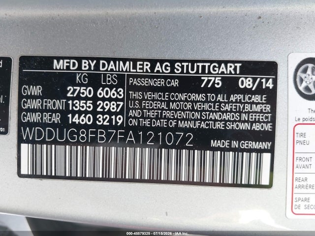 Aukcja sprzedaży 2015 Mercedes-benz S 550 4matic, vin: WDDUG8FB7FA121072, numer aukcji: 45579325