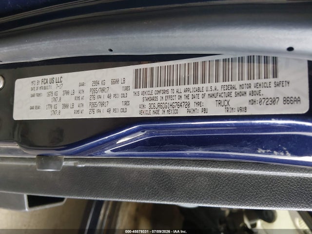 45579331 :رقم المزاد ، 3C6JR6DG1HG764720 vin ، 2017 Ram 1500 Tradesman  4x2 8' Box مزاد بيع