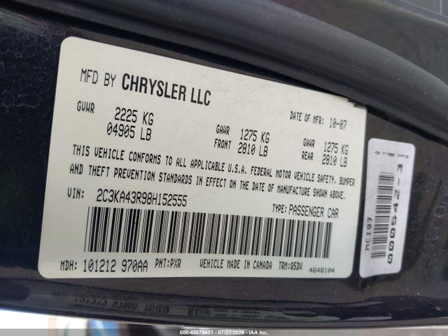 Aukcja sprzedaży 2008 Chrysler 300 Lx, vin: 2C3KA43R98H152555, numer aukcji: 45579401