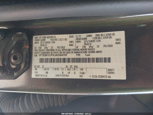 1FTEW1CPXJKD04767 Ford F-150 Lariat/xl/xlt