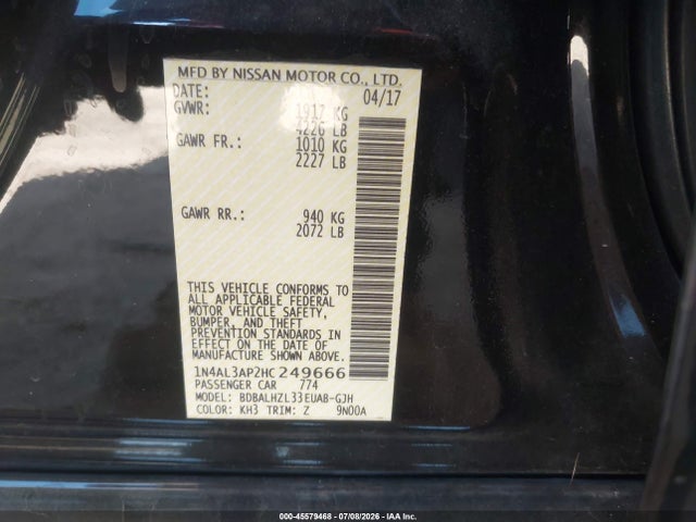 Nissan Altima 2.5 Sr 2017 1N4AL3AP2HC249666 Image 9