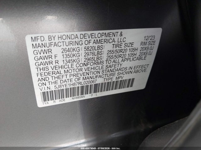Aukcja sprzedaży 2024 Acura Mdx Advance Package, vin: 5J8YE1H87RL020067, numer aukcji: 45579549