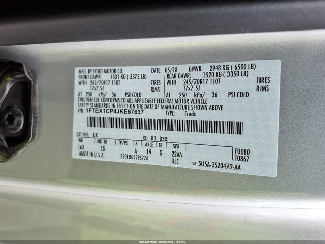 Ford F-150 Xl 2018 1FTEX1CP4JKE67637 Image 9