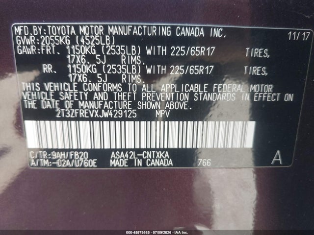 Toyota RAV4 LE 2018 2T3ZFREVXJW429125 Image 9