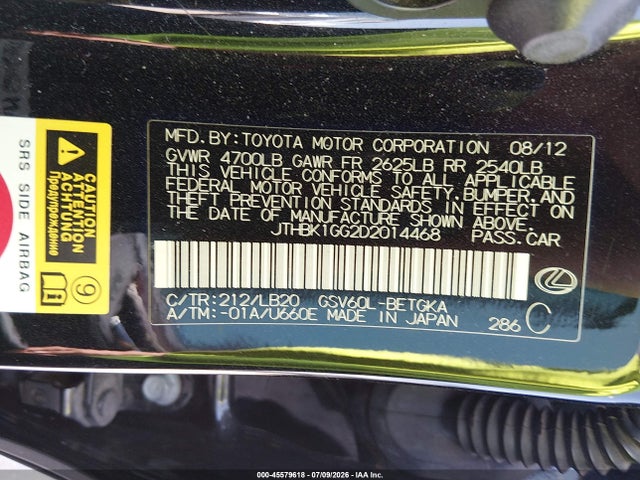 Продаж на аукціоні авто 2013 Lexus Es 350, vin: JTHBK1GG2D2014468, номер лоту: 45579618