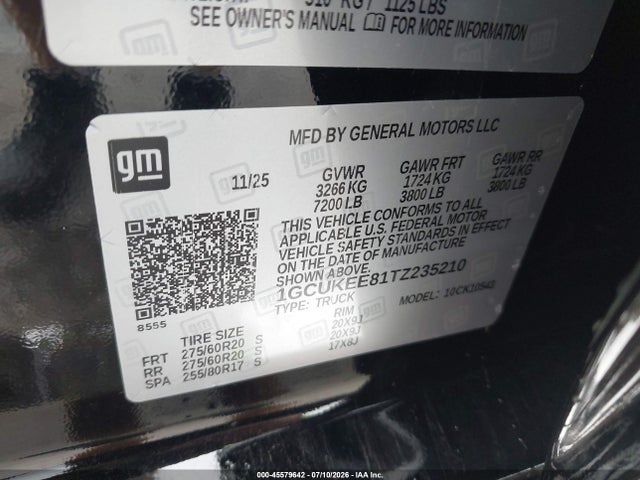 Auction sale of the 2026 Chevrolet Silverado 1500 4wd  Short Bed Rst, vin: 1GCUKEE81TZ235210, lot number: 45579642