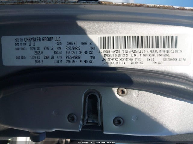 2012 Ram 1500 St მანქანა იყიდება აუქციონზე, vin: 1C6RD6KT3CS143790, აუქციონის ნომერი: 45579742