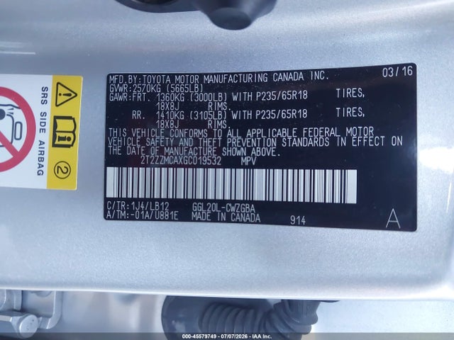 Lexus RX 350 2016 2T2ZZMCAXGC019532 Image 9