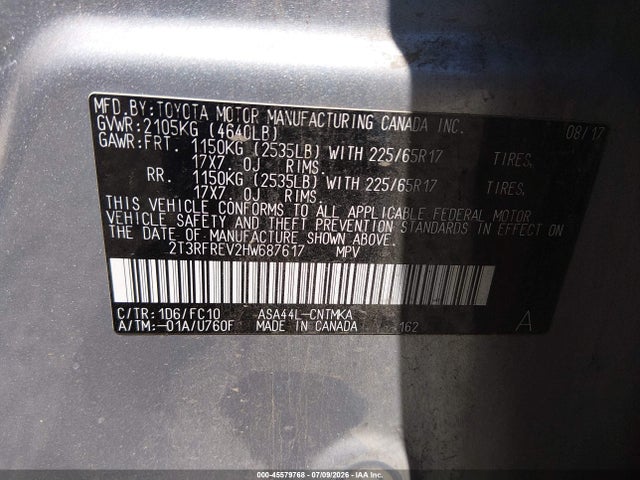 Toyota Rav4 Xle 2017 2T3RFREV2HW687617 Image 9