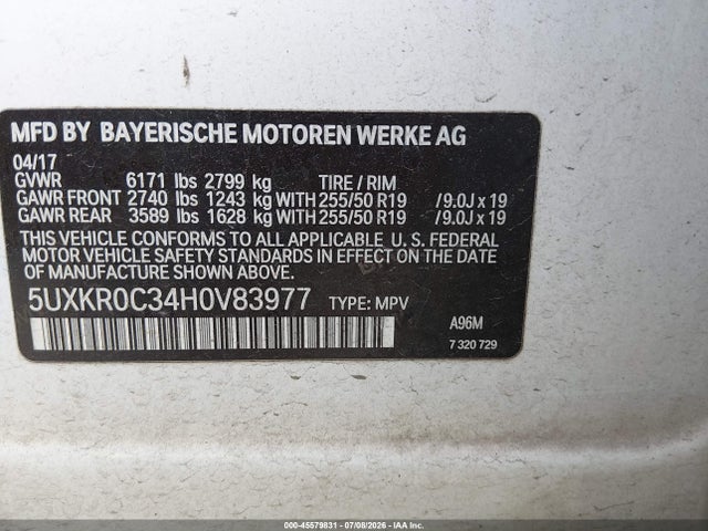 2017 Bmw X5 Xdrive35i მანქანა იყიდება აუქციონზე, vin: 5UXKR0C34H0V83977, აუქციონის ნომერი: 45579831