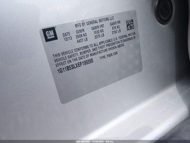 Продаж на аукціоні авто 2014 Chevrolet Malibu 1ls, vin: 1G11B5SLXEF199395, номер лоту: 45579851