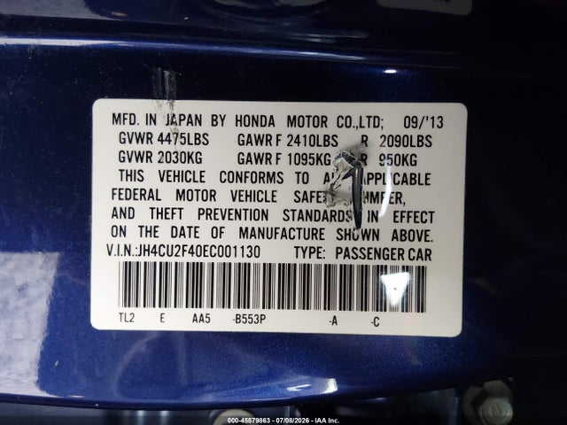 JH4CU2F40EC001130 Acura Tsx 2.4