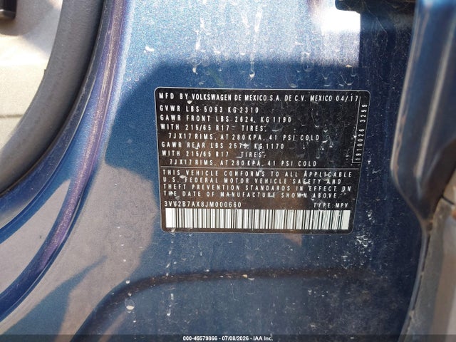 Aukcja sprzedaży 2018 Volkswagen Tiguan 2.0t Se/2.0t Sel, vin: 3VV2B7AX8JM000660, numer aukcji: 45579866
