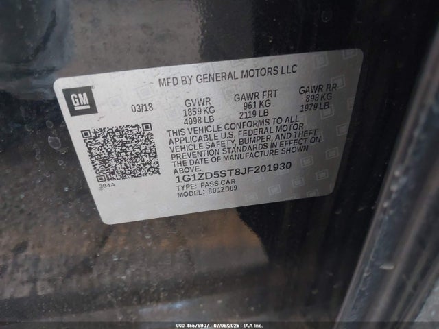 Chevrolet MALIBU LT 2018 1G1ZD5ST8JF201930 Image 9