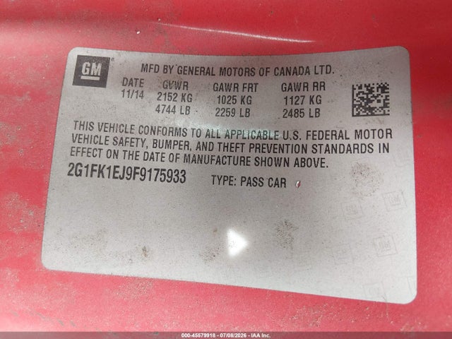 Chevrolet CAMARO 2SS 2015 2G1FK1EJ9F9175933 Image 9