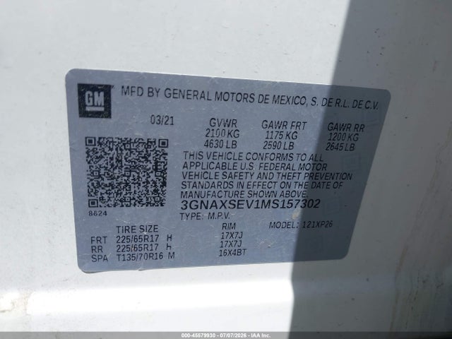 Chevrolet Equinox Awd Ls 2021 3GNAXSEV1MS157302 Image 9