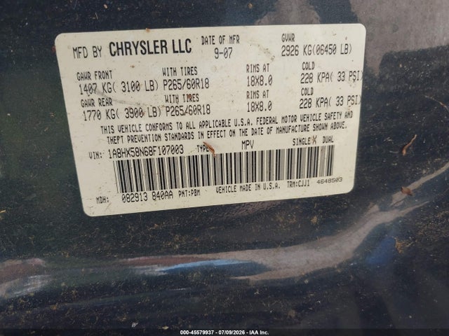 Aukcja sprzedaży 2008 Chrysler Aspen Limited, vin: 1A8HX58N68F107003, numer aukcji: 45579937