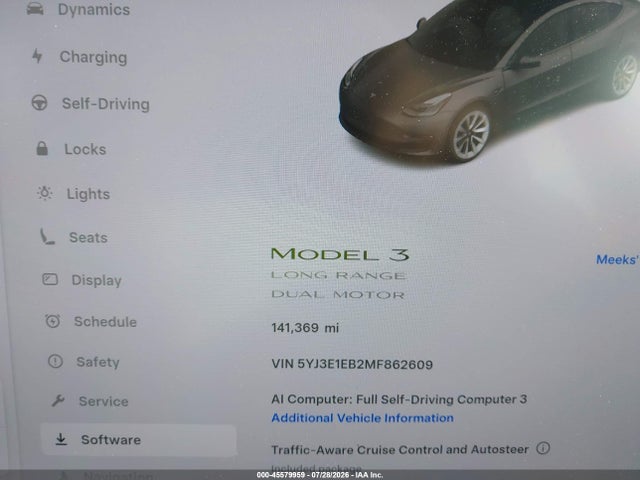 Tesla Model 3 Long Range 2021 5YJ3E1EB2MF862609 Image 7