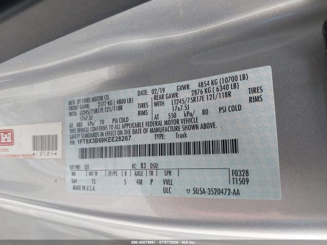 Aukcja sprzedaży 2019 Ford F-350 Xl, vin: 1FT8X3B69KEE28267, numer aukcji: 45579961