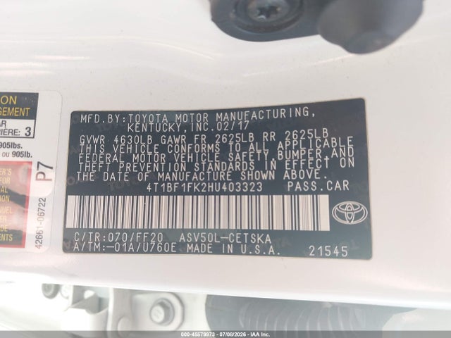 Toyota CAMRY SE 2017 4T1BF1FK2HU403323 Image 9