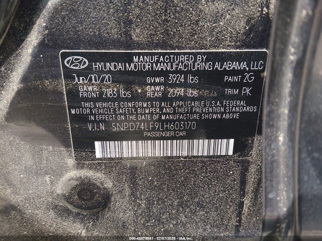 Hyundai ELANTRA SE 2020 5NPD74LF9LH603170 Image 9