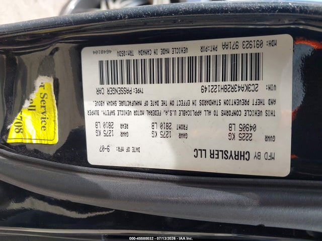 Продаж на аукціоні авто 2008 Chrysler 300 Lx, vin: 2C3KA43R28H122149, номер лоту: 45580032